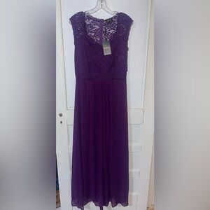 Miusol large purple dress. lace top and back zipper. new with tags/never worn